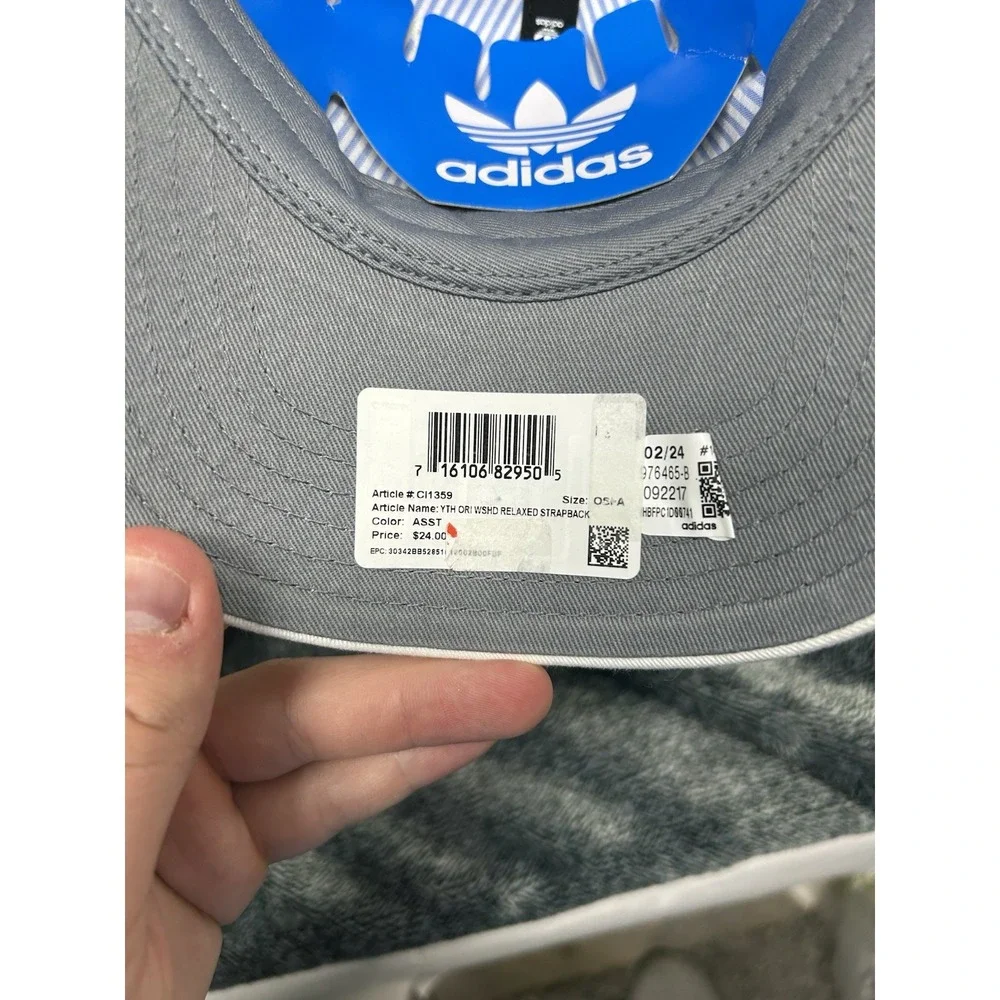 Adidas Boys Adjustable White Washed Relaxed Trefoil Hat